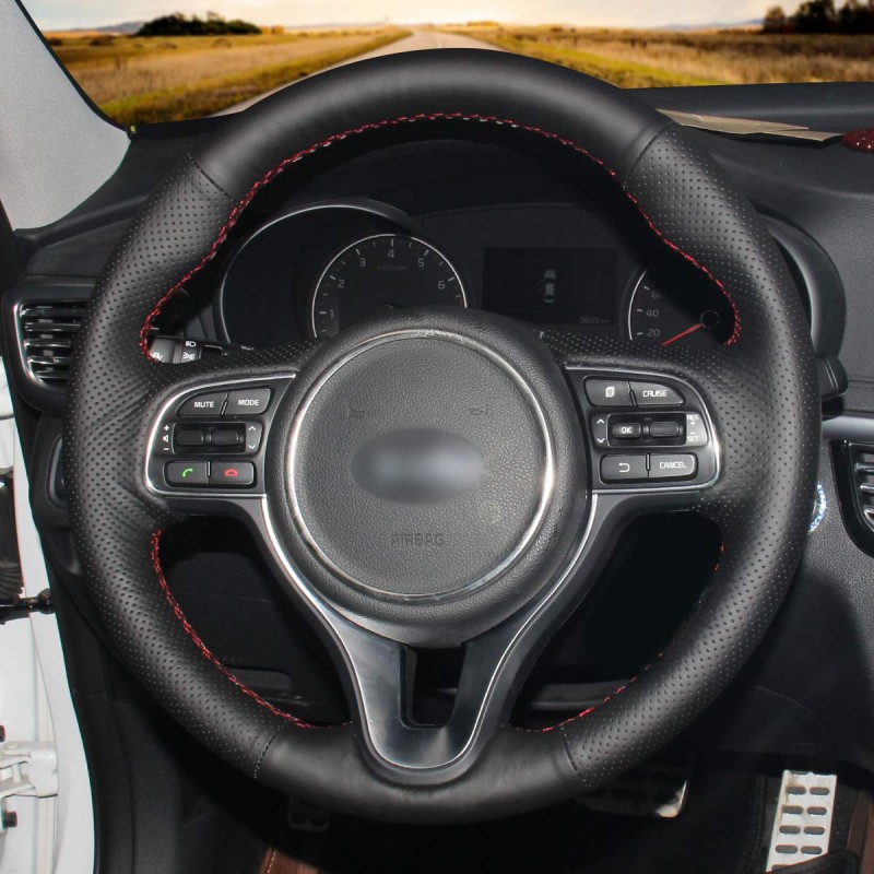 Loncky Auto Custom Fit OEM Black Genuine Leather Steering Wheel Covers